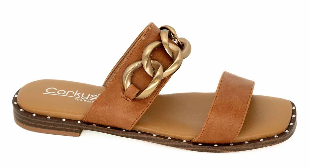 NEW CORKYS FOOTWEAR women's catch flights not feelings sandals in cognac